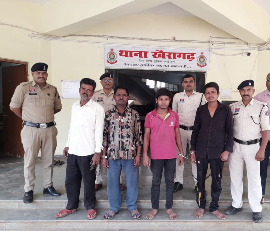 खैरागढ़ पुलिस की बड़ी कार्यवाही : गौवंश तस्करी करते चार आरोपी गिरफ्तार, टाटा एस वाहन जब्त